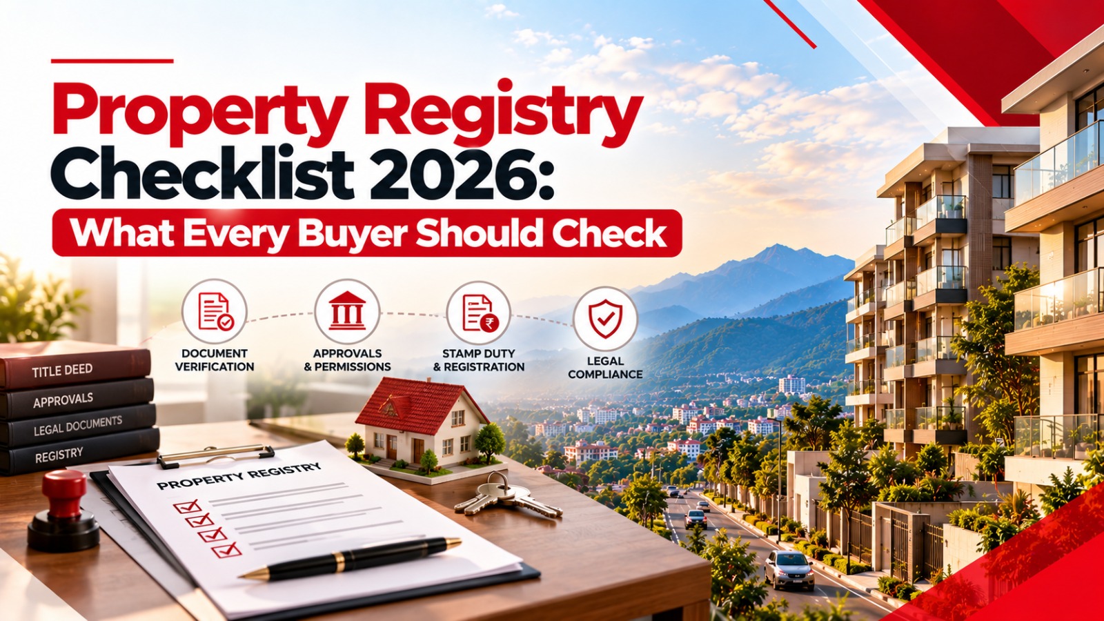 Property registry checklist 2026 for buyers in Dehradun examining property documents and approvals.